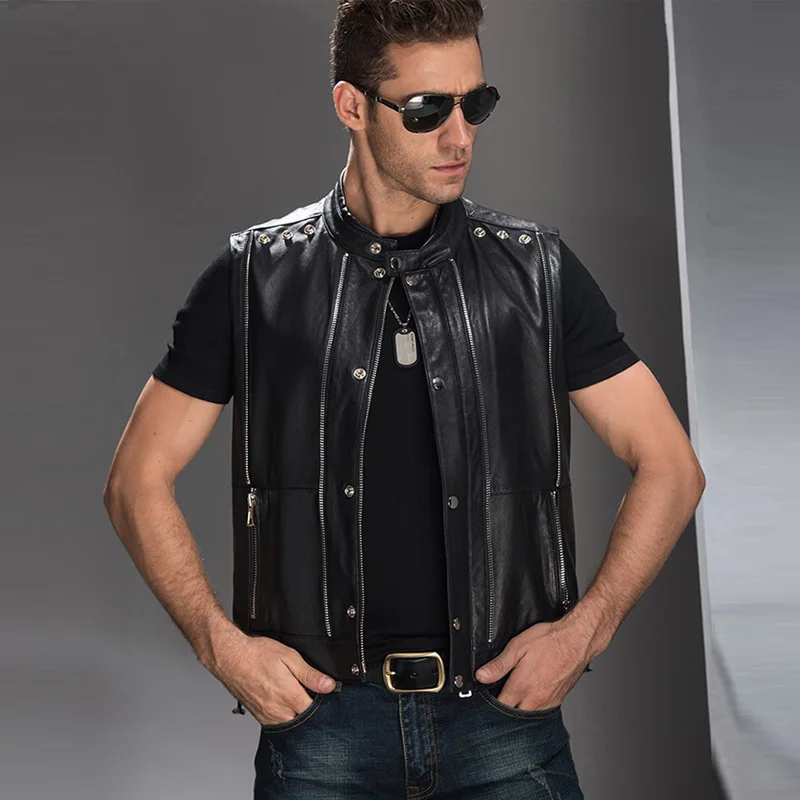 Men's Leather Vest 100 Genuine Leather Side Lace Conceal Carry Leather