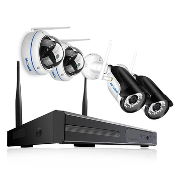 

BESDER 4CH Full 1080P WIFI CCTV System 2 Outdoor Bullect Camera & 2 Indoor Dome Camera 1080P P2P Plug and Play Wireless NVR Kit