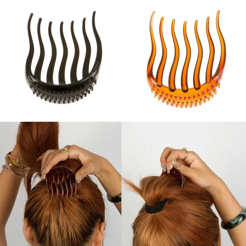 

LNRRABC Women Hair Styling Clip Fluffy Stick Bun Plastic Maker Braid Tool Ponytail Holder Hair Combs Hair Accessories