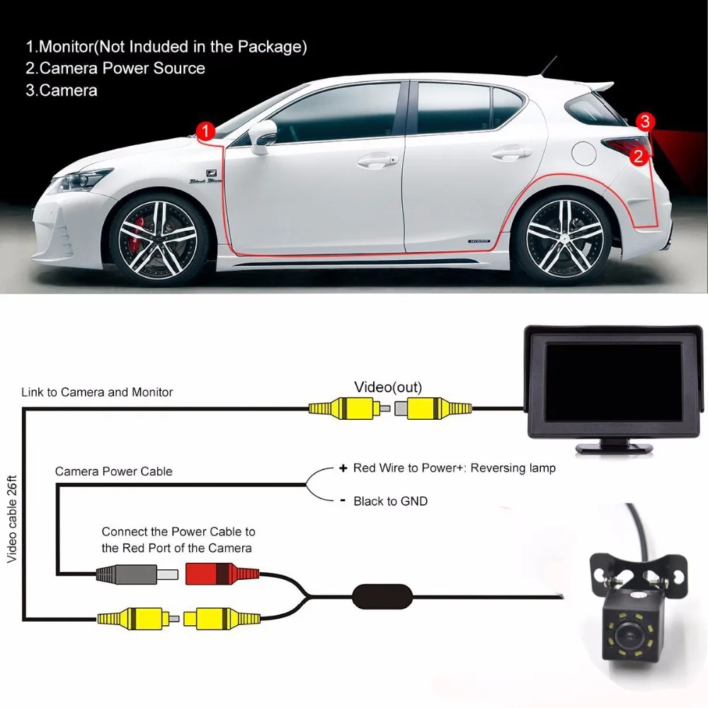 Камера заднего вида Oterleek HD с функцией ночного видения|rear view camera|reverse backup cameracar rear