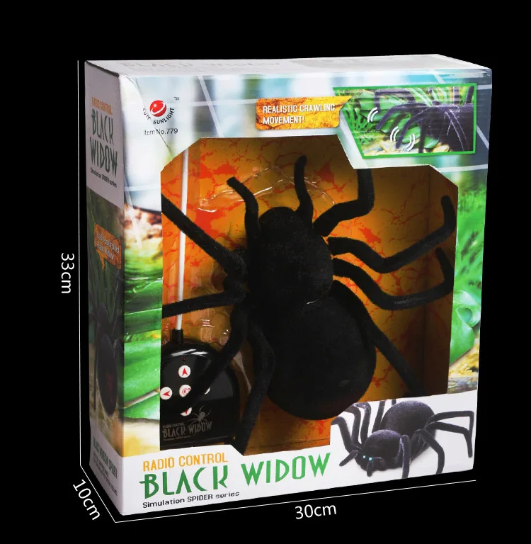 Electronic pet Remote Control Simulation tarantula Eyes Shine smart black Spider 4Ch Halloween RC Tricky Prank Scary Toy gift 6