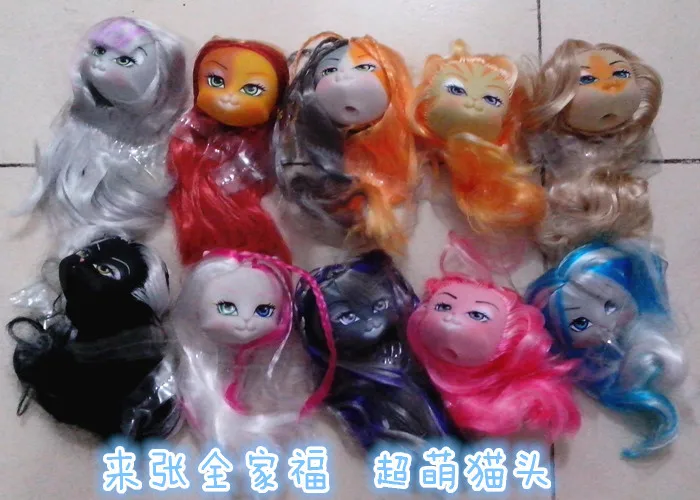 

30Pcs/lot Original LANARD Kitties Heads RARE Collection Mixed Colors Cat Heads For 1/6 Doll Body Cute Kitty Doll Heads For DIY