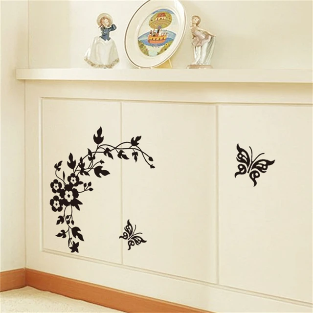 New 1pc Flower Vine Erfly Bathroom Wall Stickers For Toilet New 1pc Flower Vine Erfly Bathroom Wall Stickers For Toilet Decorative Sticker Home Decoration Decals