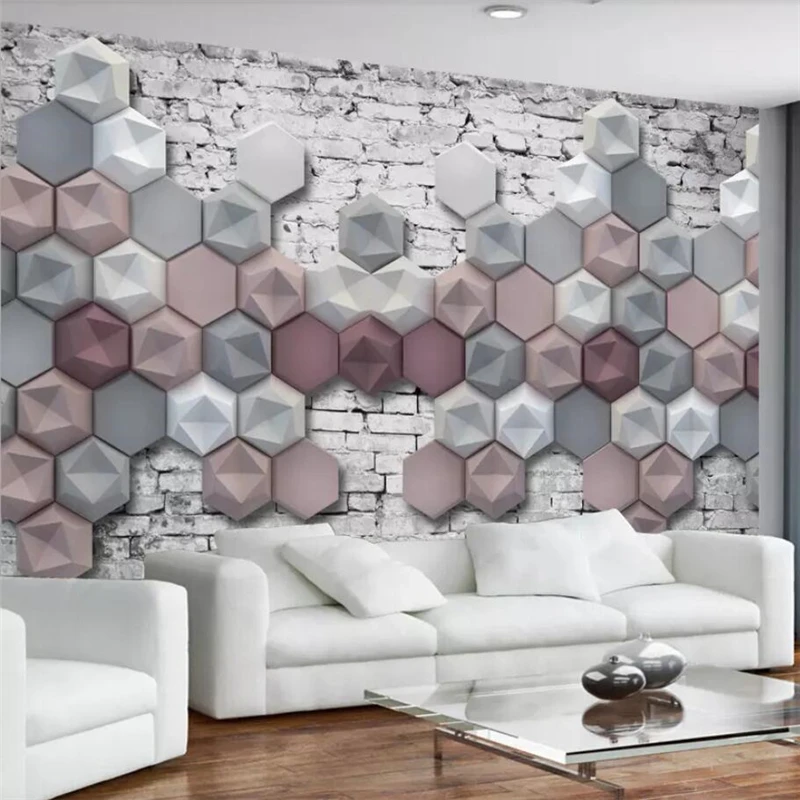 

beibehang Custom wallpaper fashion 3d photo mural retro retro cement wall hexagonal mural background wallpaper papel de parede