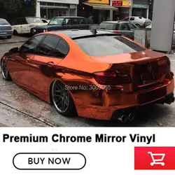 Хромированный виниловый автомобиль Оранжевый Хром зеркальный винил Зеркальный Хром-винил наклейка покрытие на автомобиль с воздушным