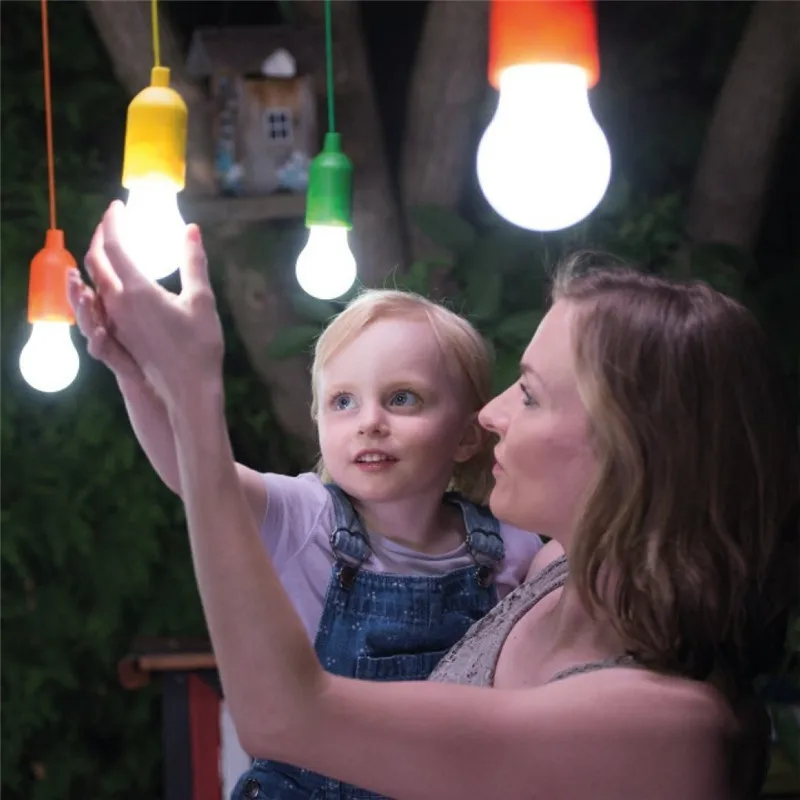 

Colorful Hanging Light Bulb Led Night Lamp AAA Battery Powered LED Creative Lamp Pull Cord Bulb Lights Party Garden Decoration