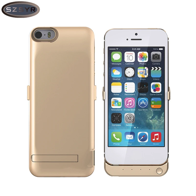 Goede Lader Batterij Draagbare Oplader 4200 mah Cover Oplaadbare Externe Batterij Backup Power Bank Case Voor iPhone 5 5 s SE Gold