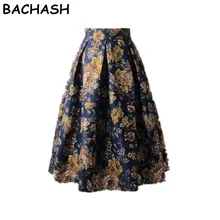 BACHASH, высокая улица, женские плиссированные юбки, весна-осень, Ретро стиль, высокая талия, длина по колено, Офисная Рабочая одежда, расклешенная хорошая юбка