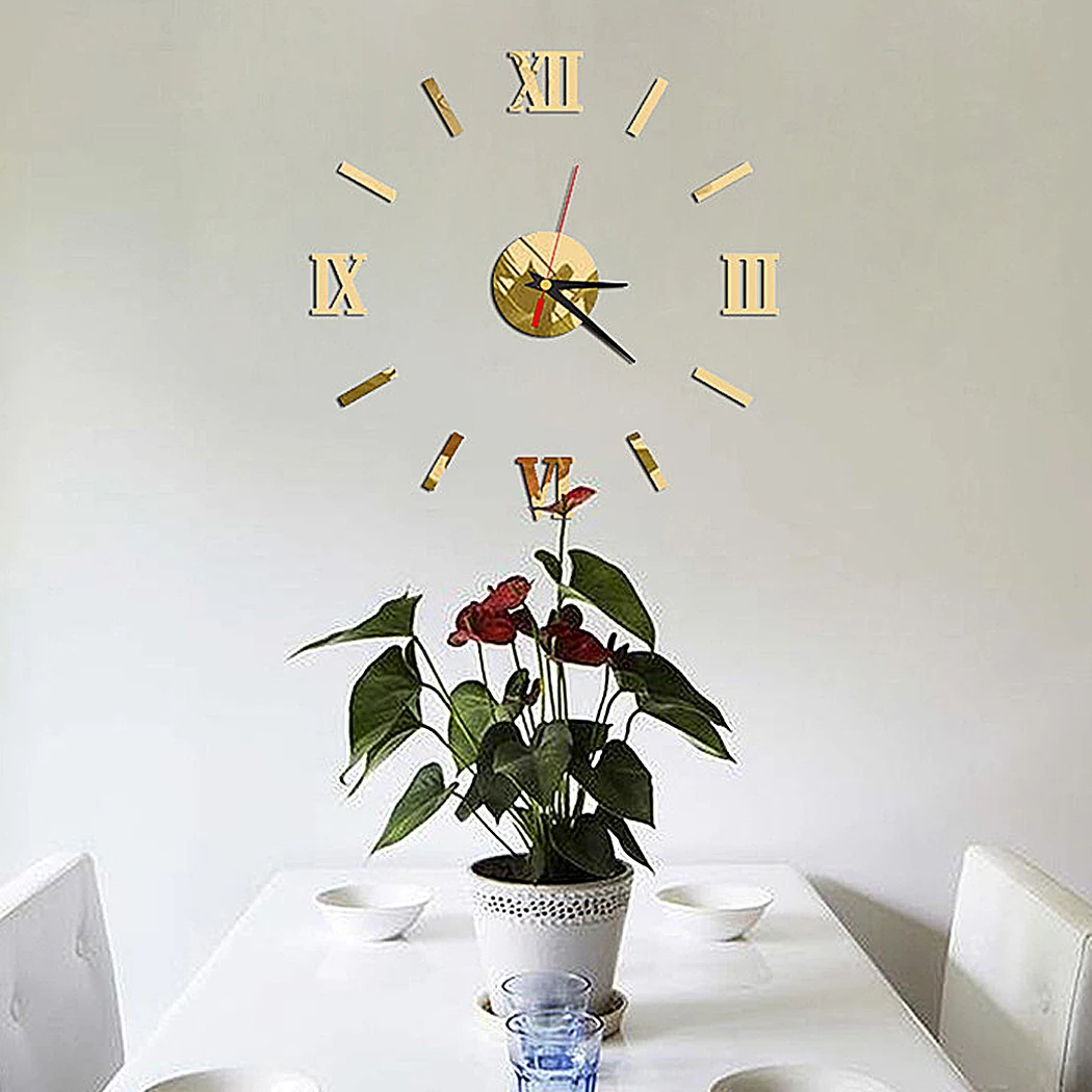 Roman Numbers Stickers DIY Home Deocor 3D Silent Clocks Hot Wall Clock