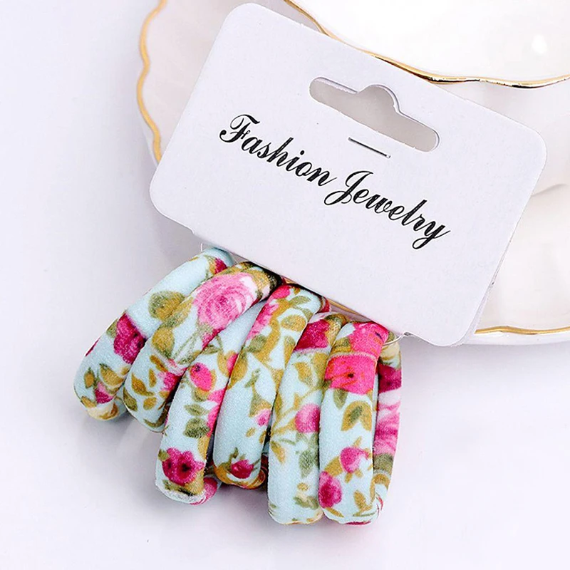 

6 Pcs/Set Colorful Kids Girls Cotton Print Ponytail Holder High Elastic Hair Ropes Tie Gum Rubber Hair Bands Accessories