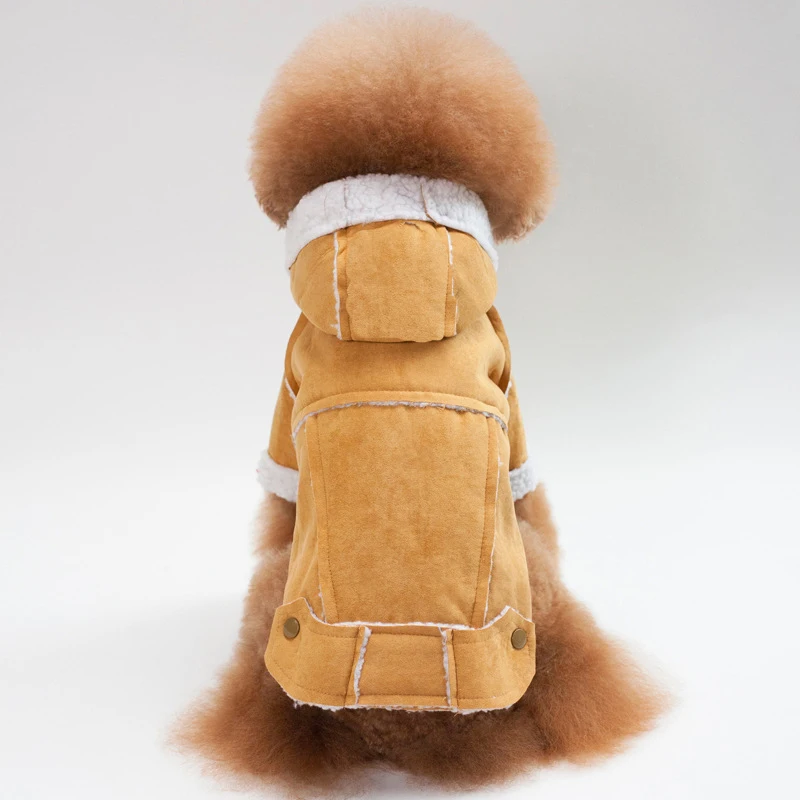 MYBRO Fashion Winter Pet clothes Soft Lamb Wool Dog Coat Two-Legs Warm Hooded Puppy Parkas for Chihuahua Poodles |