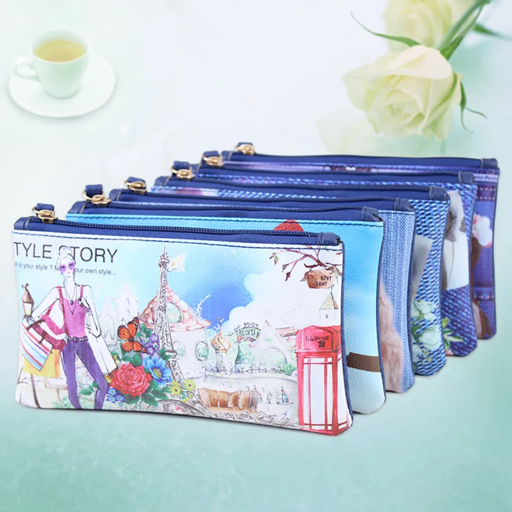 

Women's coin purse art pattern Paris key mobile phone leather purse storage bag coin purse Monederos Para Dropship Y429