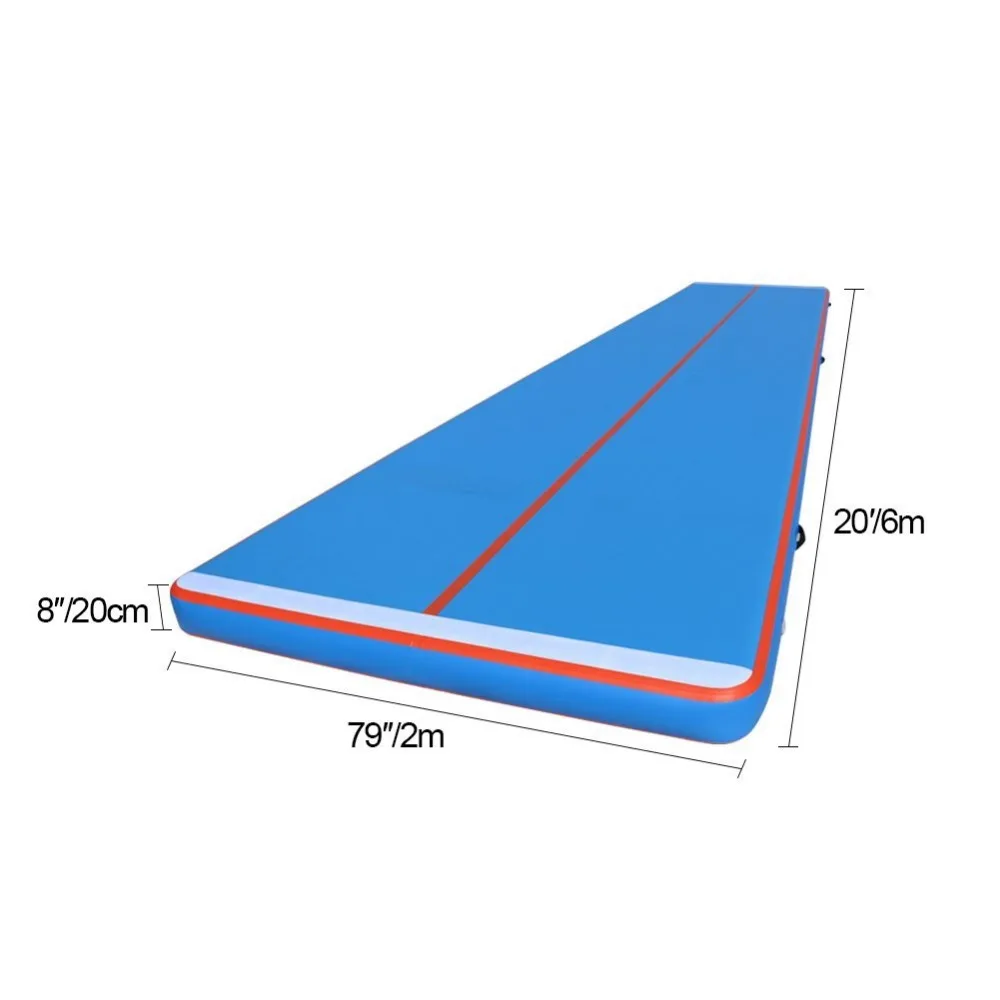 Спортивные коврики для акробатики 6 м X 2 м X 0,2 м ручной работы, удобный для переноски матрас, надувные гимнастические коврики, воздушная дорожка