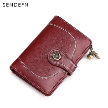 

SENDEFN Vintage Style Women Clutch Small Wallet Top Leather Wallet Female Short Wallet Women Coin Purse Flower Hardware 5181H-69