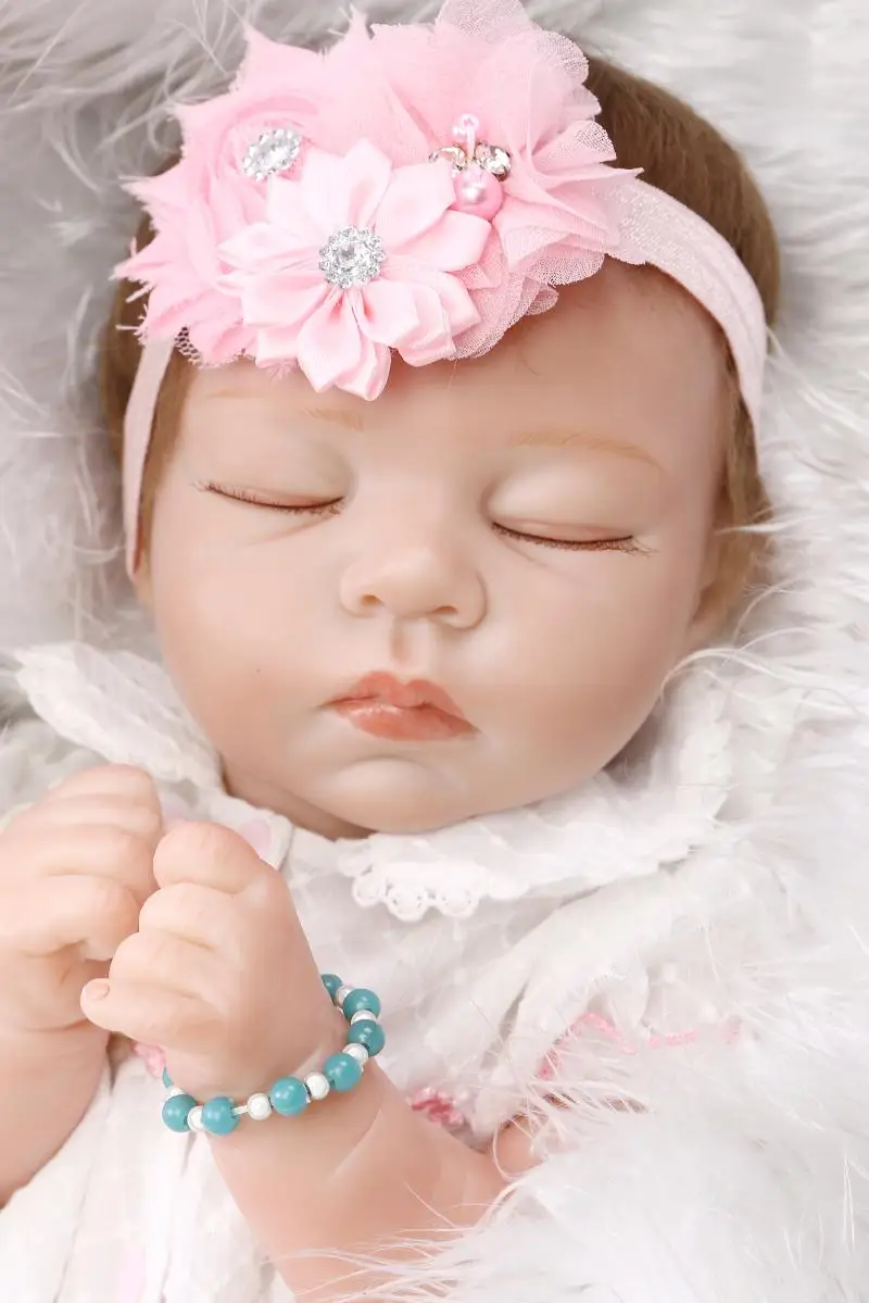 55CM New Sleeping Reborn Baby Doll Gender Girl 22Inch Soft