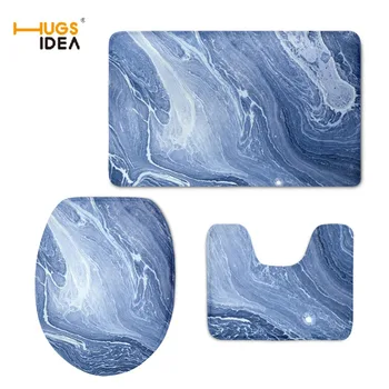 

HUGSIDEA Solid 3PCS Set Home Decor Non-slip Carpet for Bedroom Bathroom Warm Toilet Seat Cover WC Toilet Lid Pad Toilet Cushion