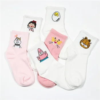 

New funny little monster tiger Harajuku pink leopard ball fresh fashion sports men and women couple cartoon anime ladies socks