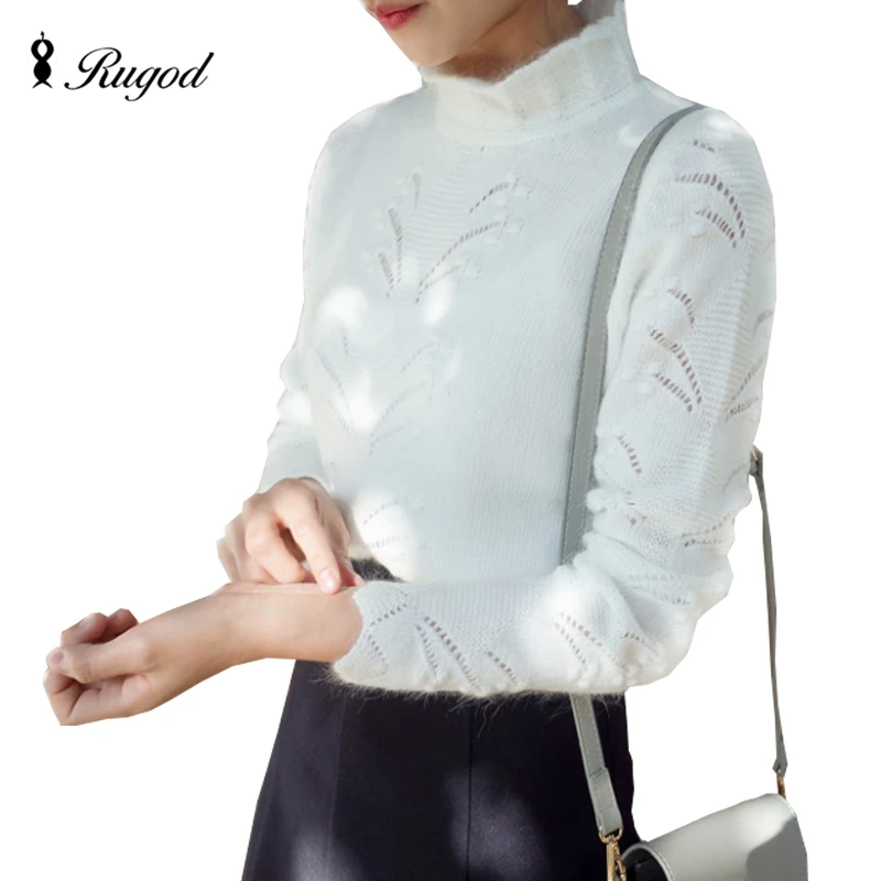 Elegant Cashmere Sweater Women Crochet Pull Femme Winter Autumn Womens Tricot Hollow Out High 