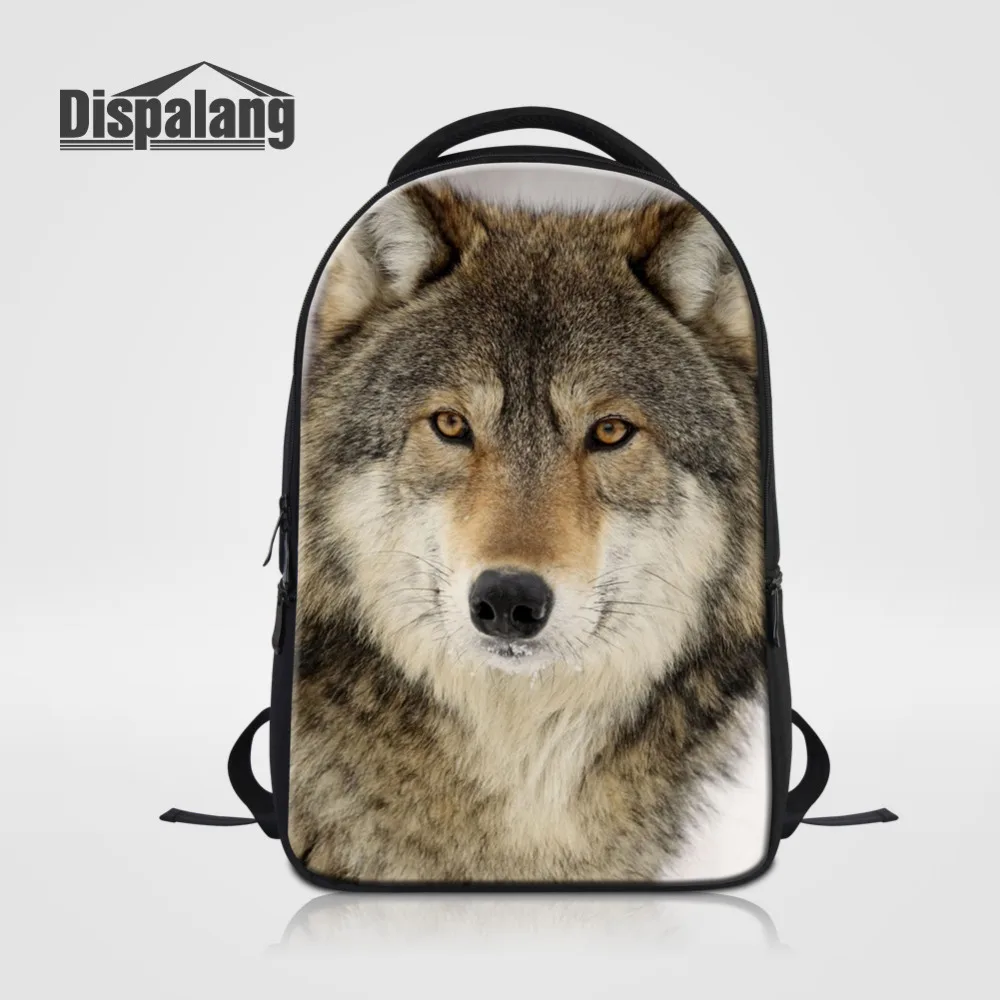 ##BUY Dispalang Men School Backpack Animal Wolf Print Shoulder Bag For Women 14inch Laptop Bags Fox Notebook Backpacks For Teenager