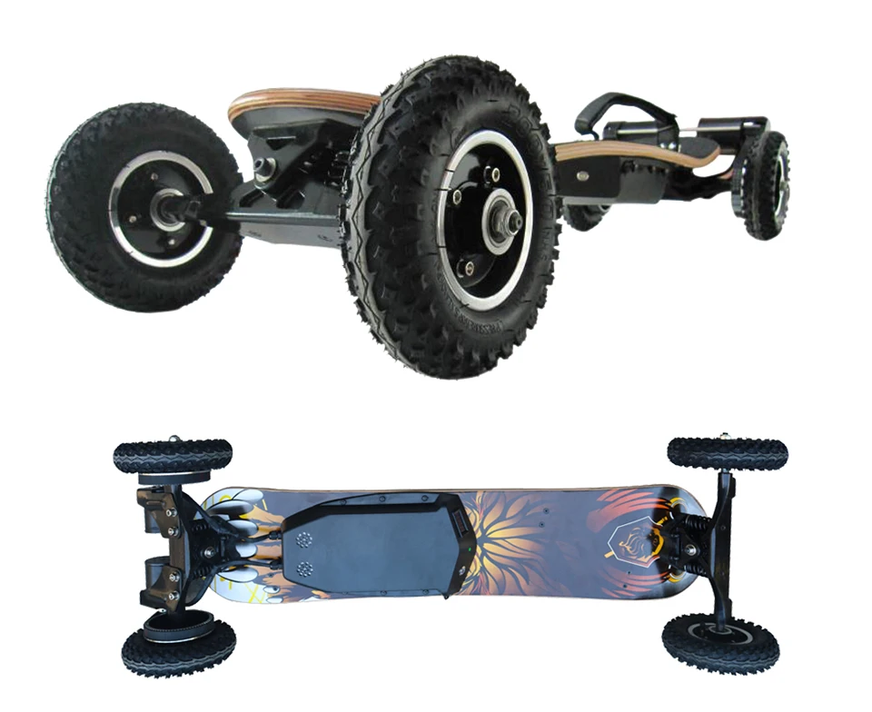 4 колеса электрический скейтборд горная доска внедорожный скейтборд 36 В литиевая батарея 2 слоя бамбука и 8 слоев клена 11000 мАч