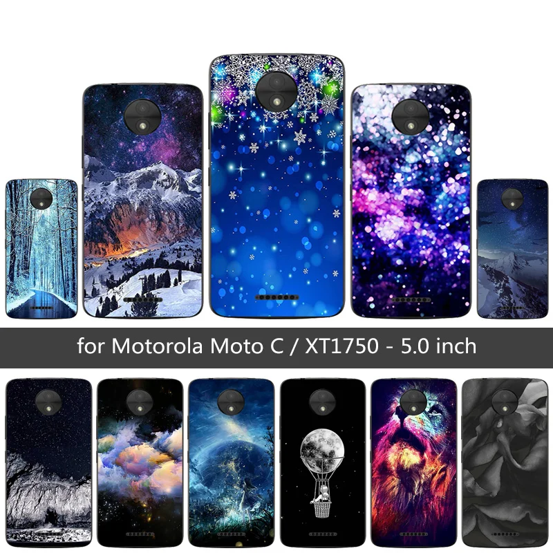 Силиконовый чехол для Motorola Moto C 2017 мягкий из ТПУ с принтом снежинки XT1750 XT1754 5 0 |