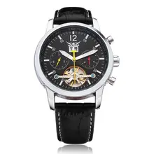 JARAGAR Brand Luxury Automatic Mechanical Tourbillon Calendar Leather Men Wrist Watch Men s Watches 2016 New