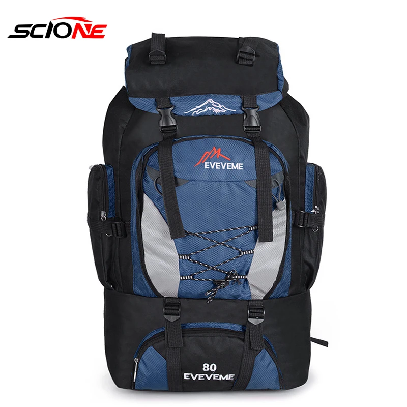 80L Outdoor Large Capacity Mountaineering Bag Nylon Waterproof Unisex