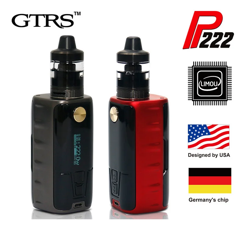 

Original GTRS P222W TC Starter Kit with SX520 Chipset 222w Box Mod 3ML 510 Thread Tank Atomizer power by dual 18650 battery