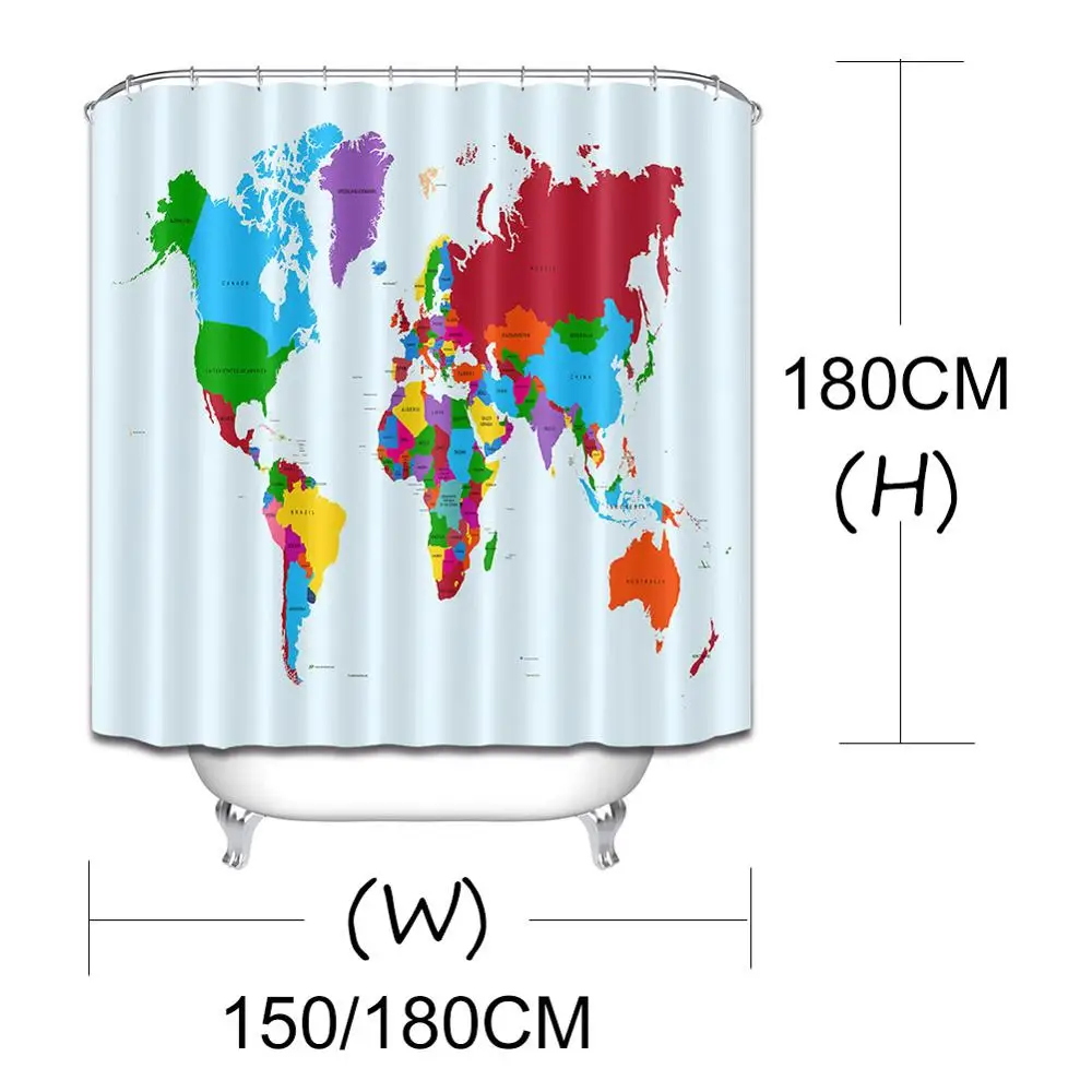 CURTAIN10790 LB Водонепроницаемая красочная детальная карта мира 180*180 светло-синяя занавеска для душа s Водонепроницаемая занавеска для ванной Штора для ванны Декор - Цвет: CURTAIN10790