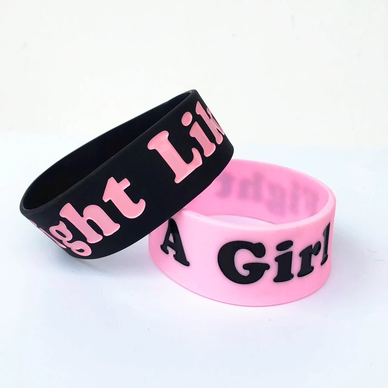 PBR087(1), розовый/черный ленточный ракообразный браслет "Fight Like A girl" браслет из силиконового каучука, рекламные подарки