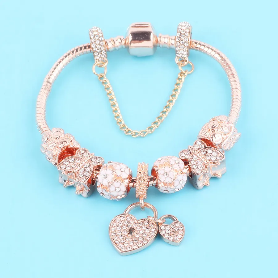 SL267 DodocharmsGift подходит для женщин браслеты из розового золота цепи леди изысканные браслеты кристалл DIY браслет Роскошный бренд ювелирные изделия - Окраска металла: SL267