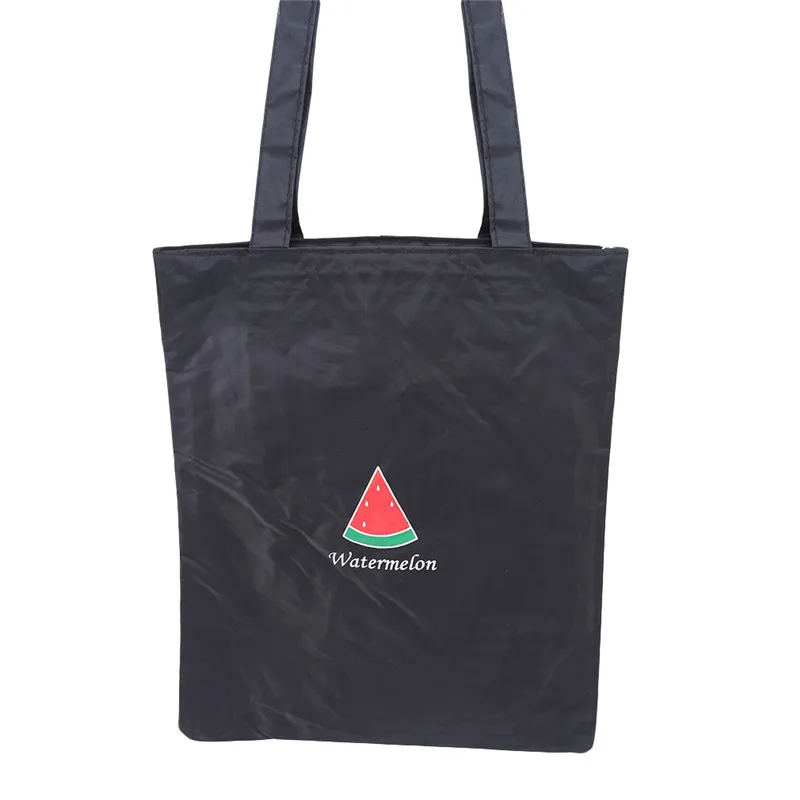Watermelon black Женская сумка для покупок с мультяшными фруктовыми узорами, сумка для покупок, простая, для отдыха, для студентов, для ежедневного использования, Большая вместительная сумка-тоут, женские сумки - Цвет: Watermelon black