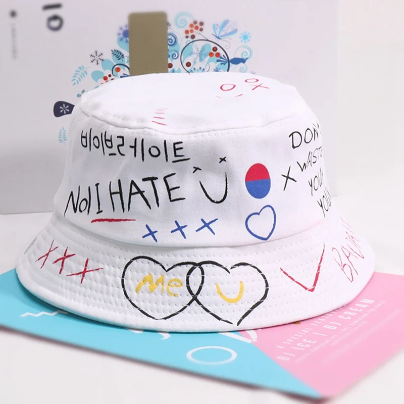 WT Унисекс дети Harajuku граффити Панама с принтом Рыбалка Открытый Панама хип хоп кепка Детская летняя пляжная шляпа шляпы - Цвет: WT