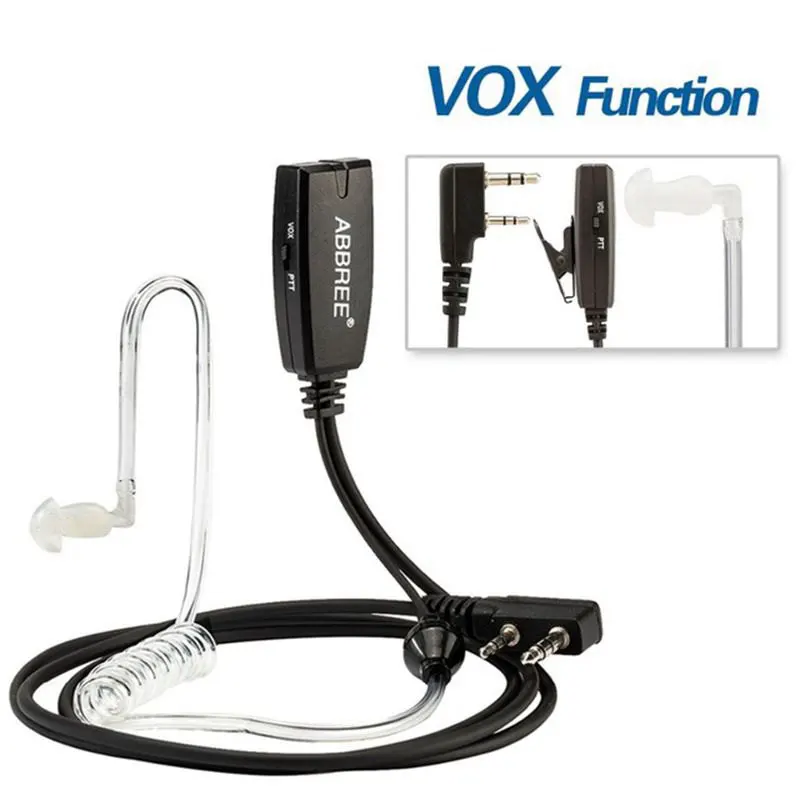 5 шт. Abbree VOX 2 Pin воздуха Акустическая трубка Динамик гарнитуры для Kenwood Baofeng UV-5R UV-82 BF-888S TYT Wouxun иди и болтай Walkie Talkie радио