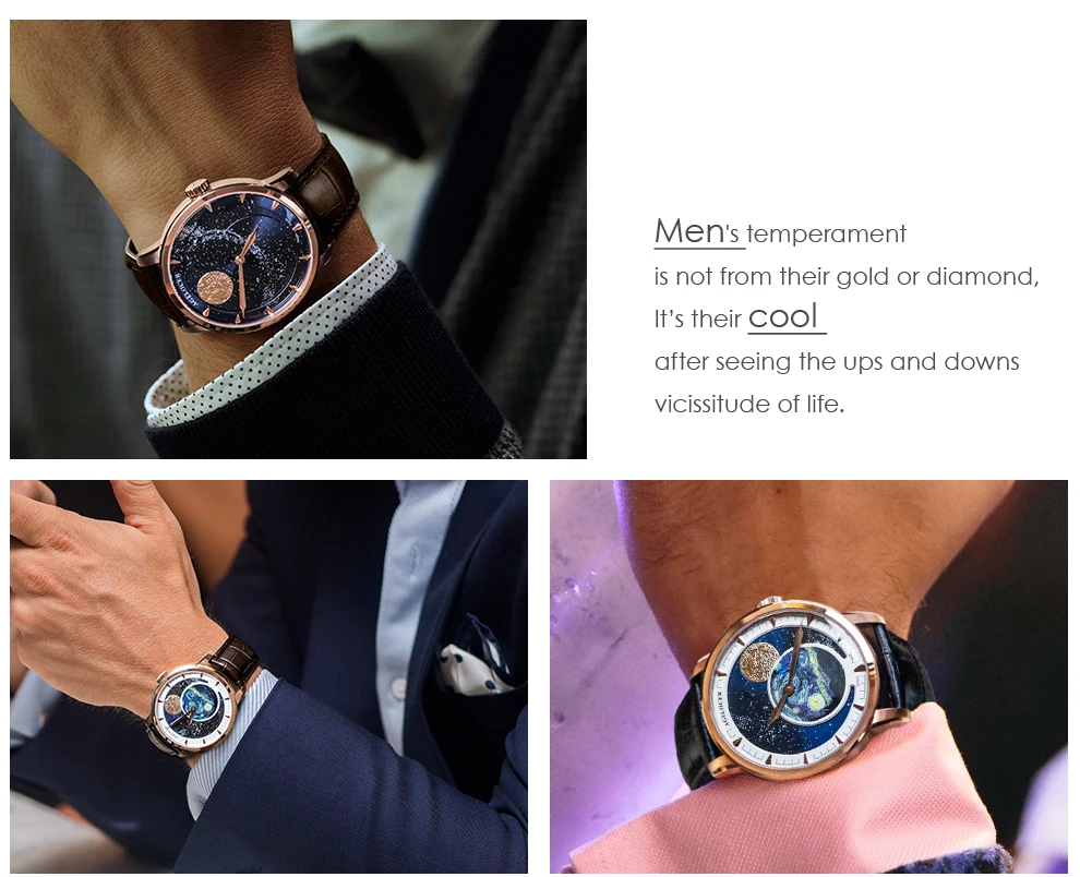 AGELOCER Швейцарский дизайнер Moon Phase роскошные часы Лидирующий бренд Мужские автоматические сапфировые часы Механические запас хода 6404D2