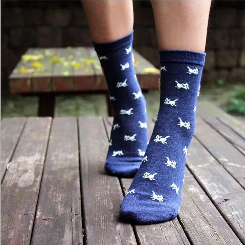 Милые женские носки с вышивкой в виде животных, милые хлопковые носки с рисунком попугая для женщин и девочек, забавные зимние теплые носки, Meias Sokken - Цвет: 5