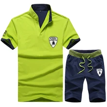 Plus size 4xl Men Summer Tracksuit Set Short Sleeve T-shirt +Shorts 2 pieces set Sportwear Tops shorts Male Suit Tracksuit