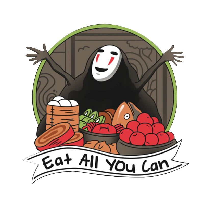 

Eat all you can No face badge funny Spirited Away pin foodie anime fans decor