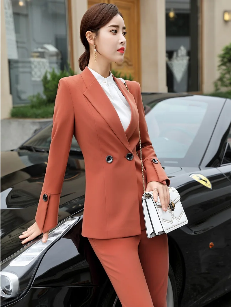 

High Quality Fabric Formal Women Business Suits 2019 Spring Autumn Ladies Office Work Wear Professional Pants Suits Blazers