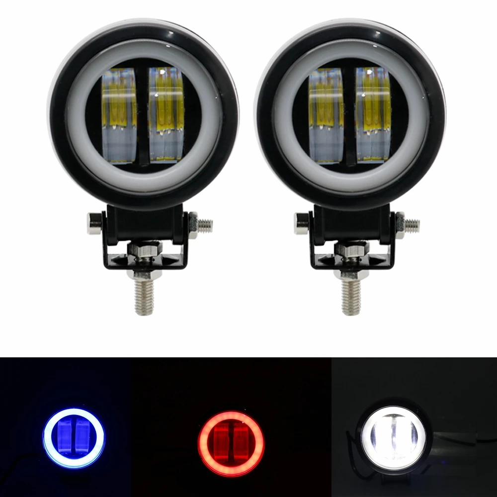 Waterproof Round LED Angel Eyes Light Led work light Bar for Motorcycle Jeep ATV spot light Round with Red/White/Blue colors