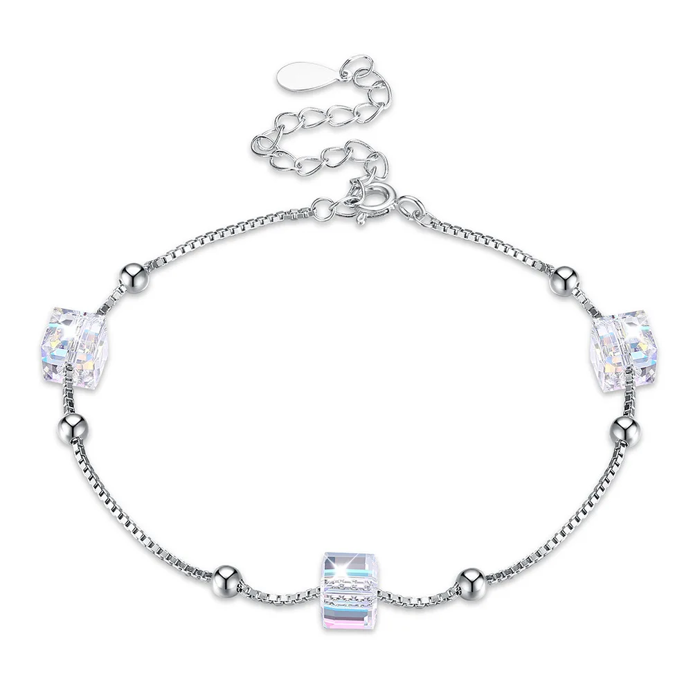 

Austria Elements Crystal Three Crystals Ball Bracelet for Women European and American Style Fashion Sterling Silver 925 Square