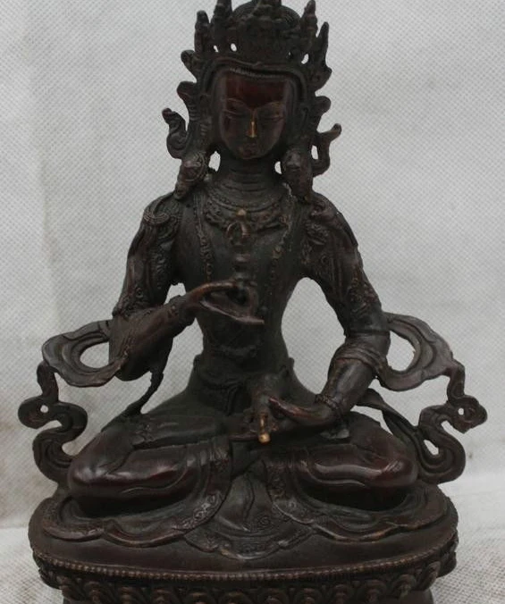 

8"China Chinese Tibet Buddhism Folk Bronze Lucky Vajrasattva Buddha Statue