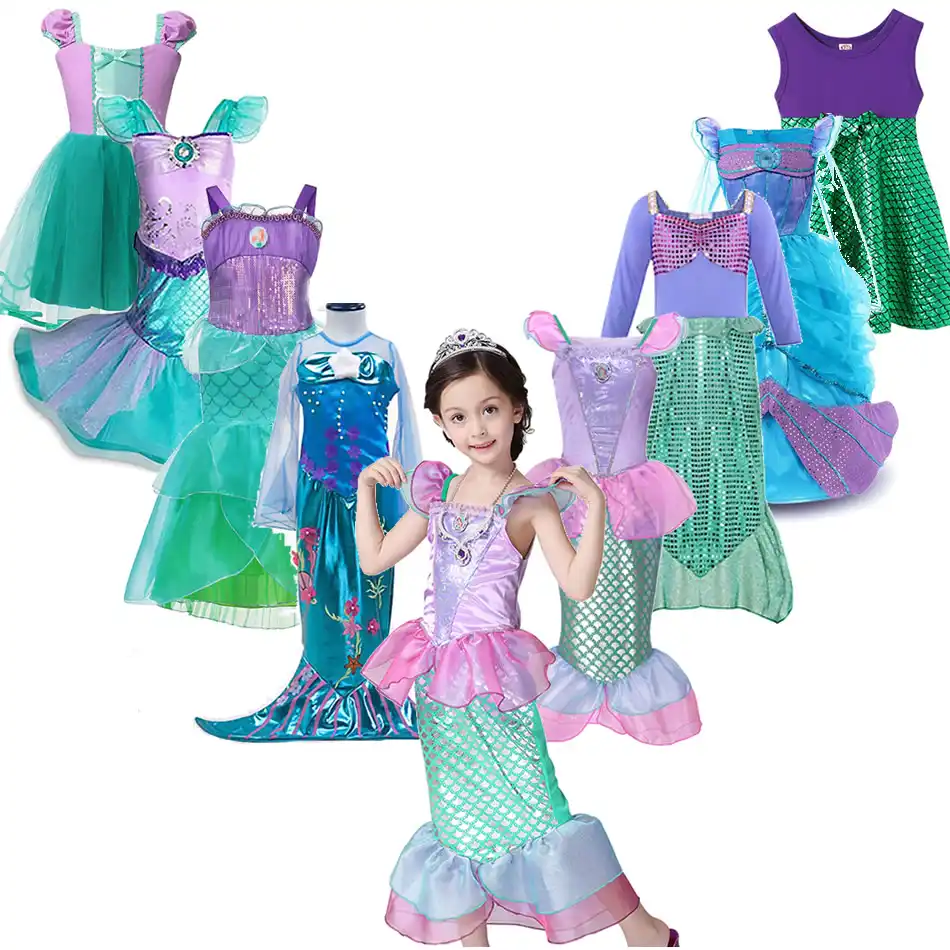 فستان الأميرة الصغيرة حورية البحر ارييل للفتيات أزياء تأثيري