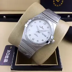 Элитный бренд новый Для мужчин серебристый, черный белый автоматические механические Нержавеющая сталь сапфир часы Алмазы Рим циферблат
