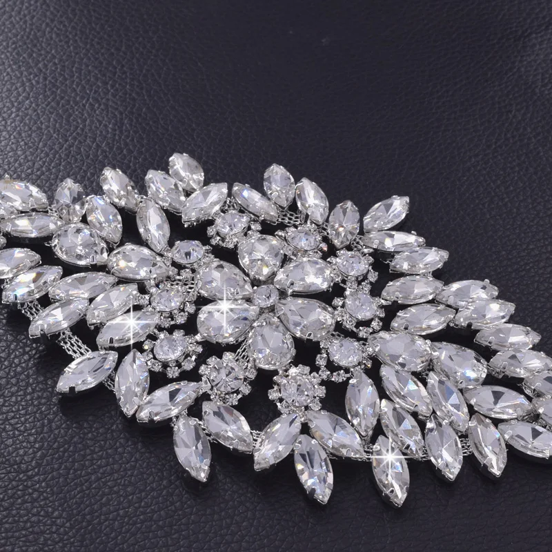 strass glass rhinestone patch applique for wedding dress (3)