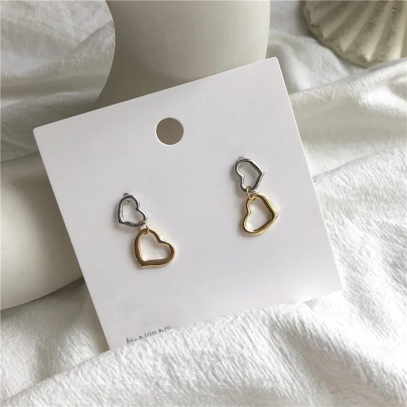 

WTLTC Boho Hollow Double Heart Hoop Earrings for Women Drop Small Circle Hoops Earrings Modern Hanging Earrings Valentine Gifts