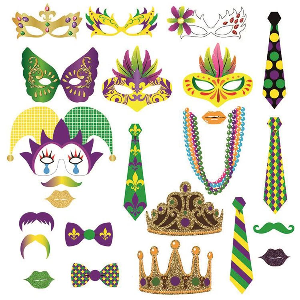 24pcs Mardi Gras Carnival Party Decorations Diy Mask Paper Cards