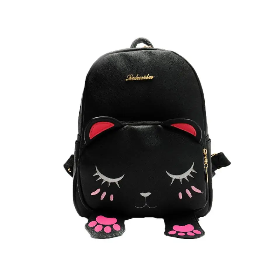 

Cat bag Students school backpack for teenagers girls Back Pack School Backpacks Pu Leather Shoulder kitty Travel bags #YL5