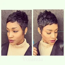 Brazilian virgin natural hair glueless human cut hair wigs black women short straight wig none full lace wigs with baby hair