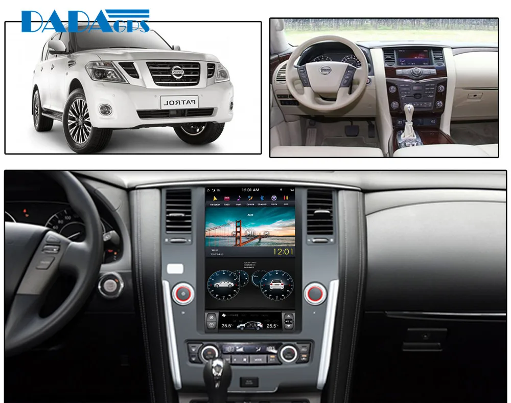 Sale 12.1"Tesla style Silver Android 6.0 Car GPS Map Navigation For NISSAN PATROL 2010-2018 multimedia radio tape recorder No dvd 1